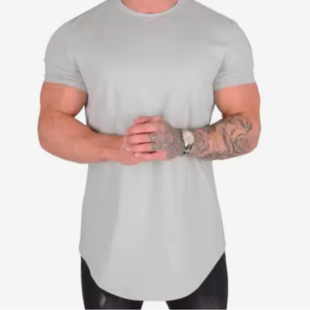 Muscle fitness T-shirt workout short sleeves